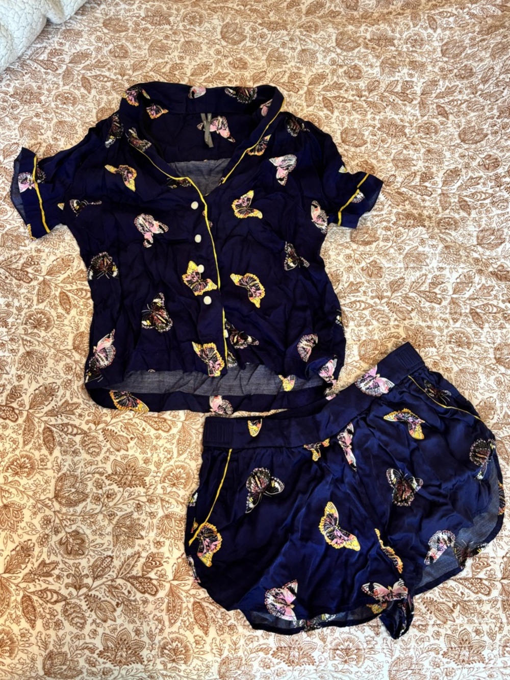Anthropologie Silky Butterfly Pajama Set XS